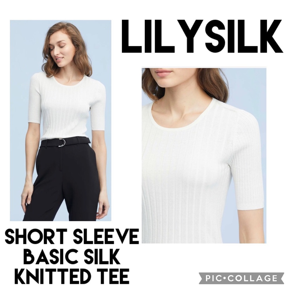 LilySilk Short Sleeve Basic Silk Knit Tee
